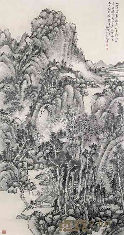 吴徵 山水 立轴 150×78cm